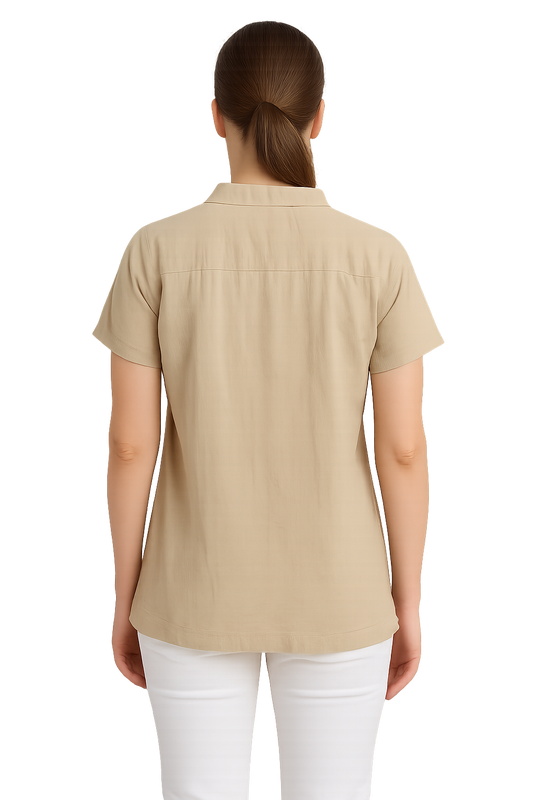 Beige color short sleeve tunic top
