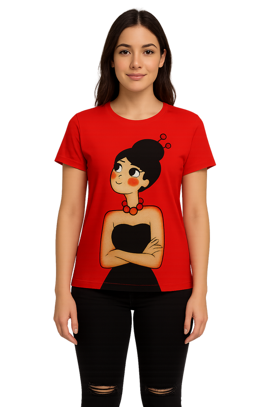 Red Printed Short Sleeved Tunic top