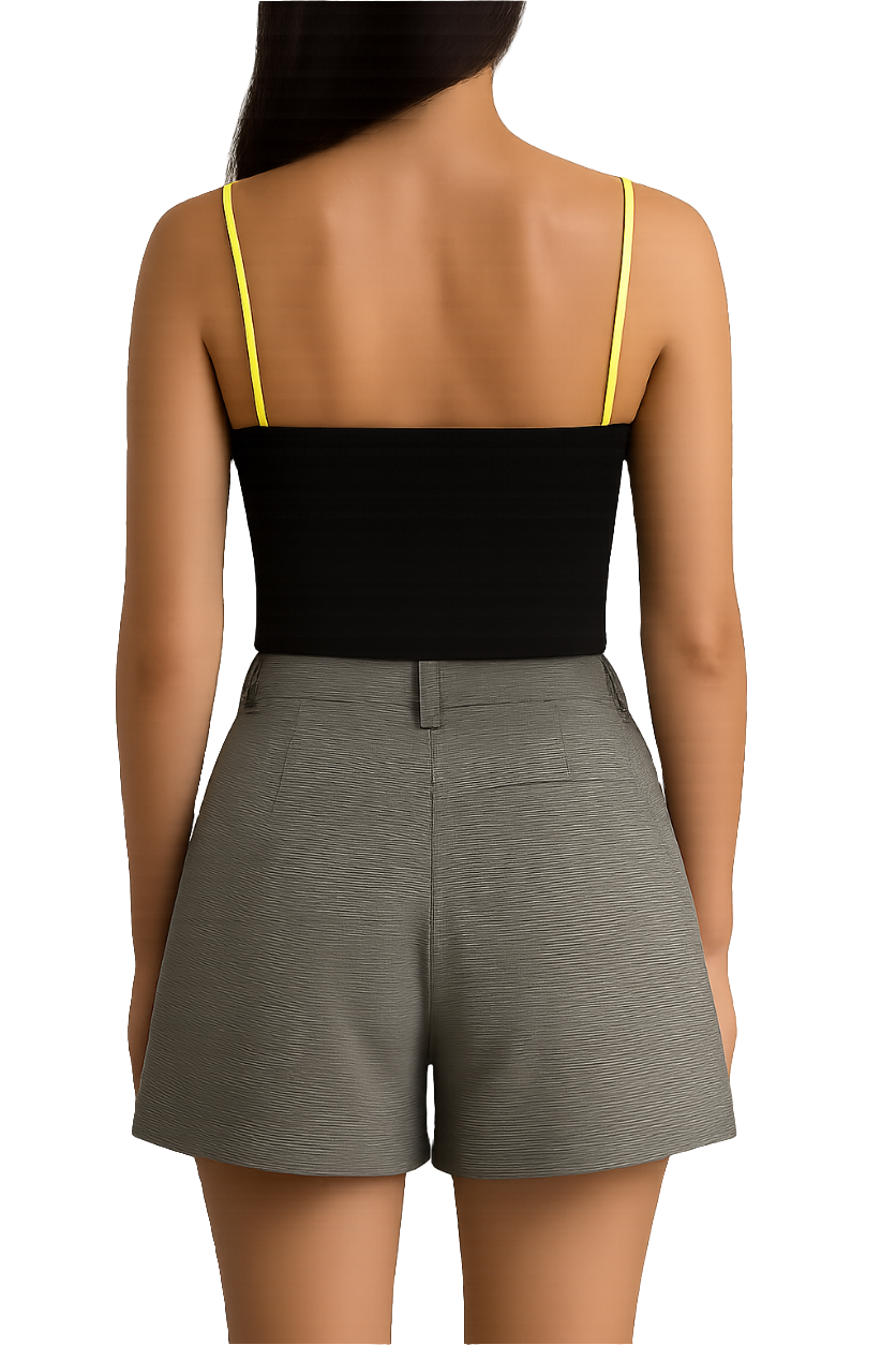 Grey Pattern High-waist Shorts