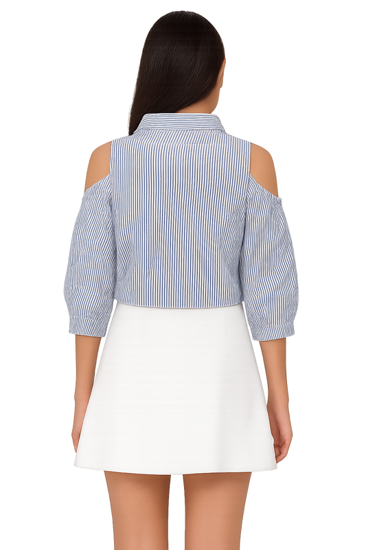 Cold shoulder striped top