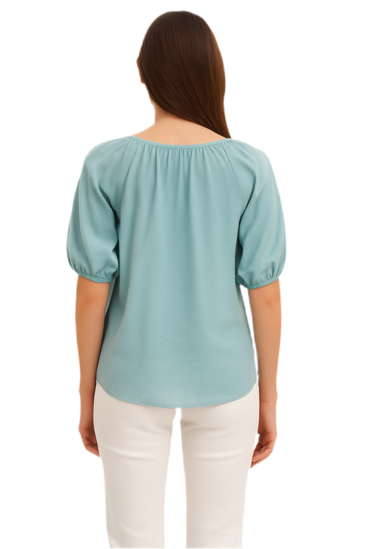 Sky Blue Colour Frontal Knotted Tunic Top