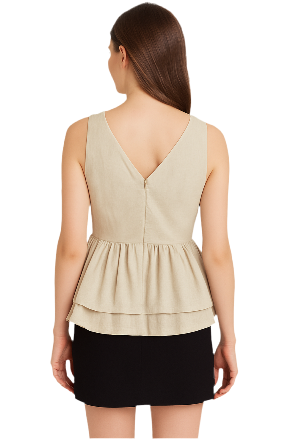 Gray colour sleeveless frontal bow top