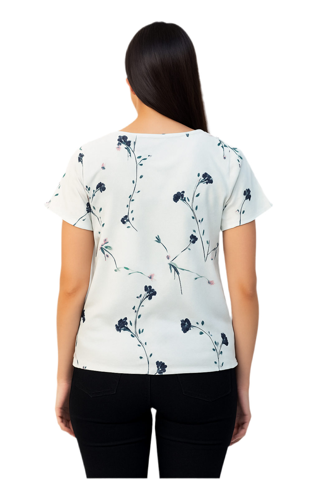 White Colour Printed Short Sleeve Updown Tunic Top