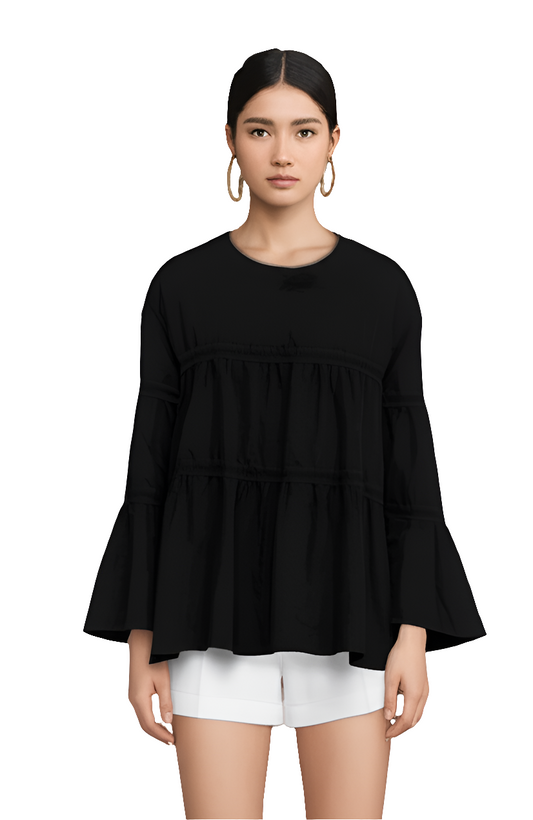 Black three tier flared top