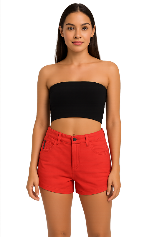 Red High-waisted Shorts